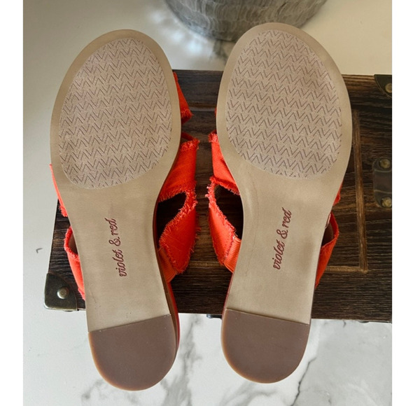 Violet & Red Primm Silver Wedge Sandals in Orange-Red - Picture 9 of 9
